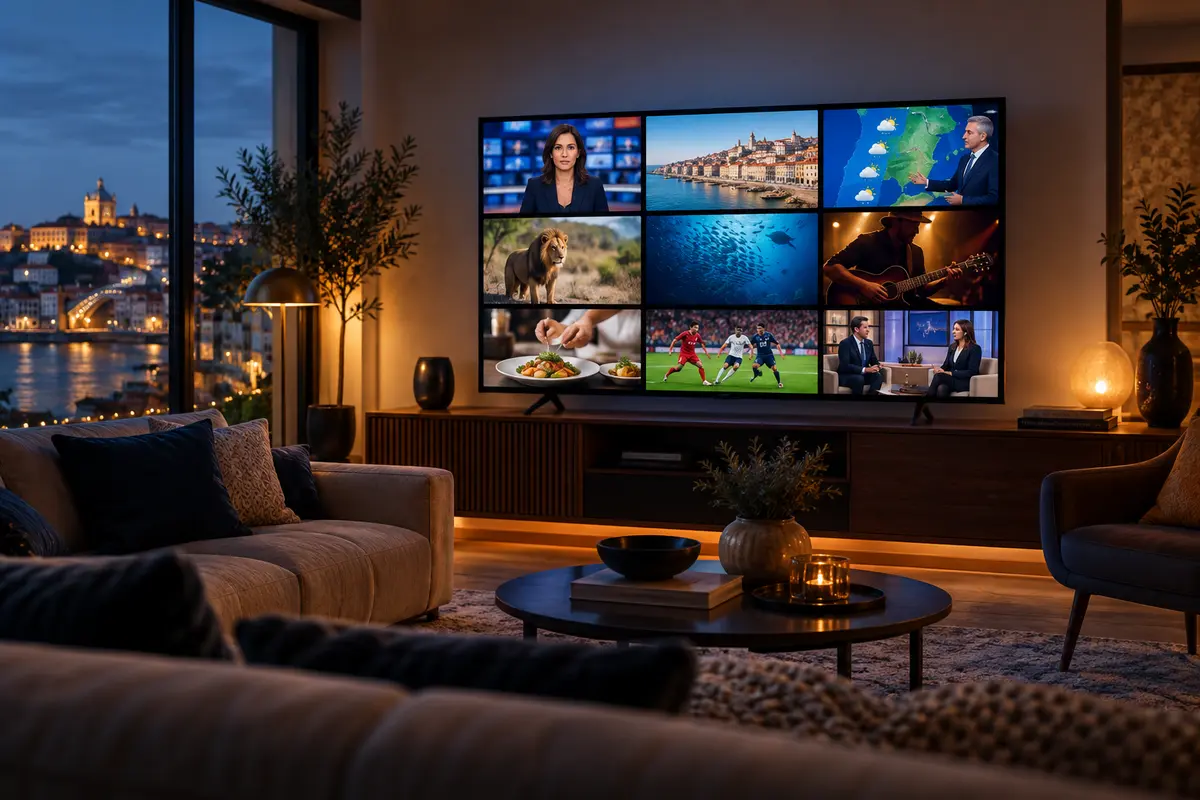 Televisão com canais ao vivo e guia eletrónico de programação EPG