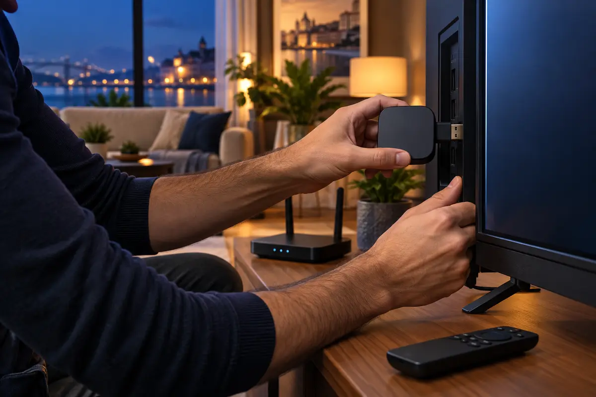 Dispositivo de streaming preparado para instalar uma aplicação IPTV